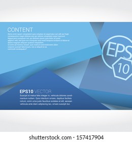 Blue color concept edition of a horizontal positioned abstract geometric scalable illustrator eps10 format vector design in origami 3d style banner for web or print layout or for universal use 