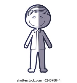 blue color contour caricature young with formal suit vector illustration