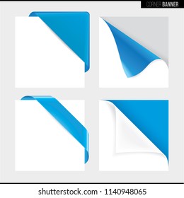 Blue color corner banner, vector illustration