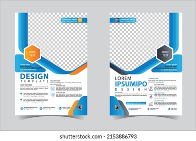 Blue color corporate business annual report brochure flyer design template vector, Leaflet cover presentation abstract geometric background, modern publication poster magazine, layout in A4 size