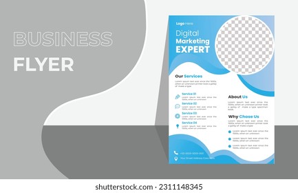 Blue color Creative business flyer template. Professional design template.  Digital Marketing Agency flyer.