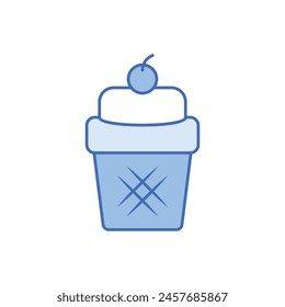 Blue Color Cup Cake vector icon