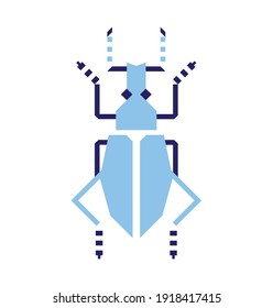 Blue color Curculionidae beetle pictogram. Vector drawing