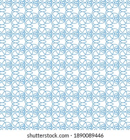 Blue color curved lines, repeating vector background template, isolated on white