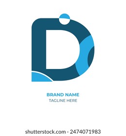 Blue color D letter logo design. Abstract D letter logo design.