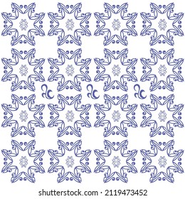 blue color decorative patterns on white background, vector