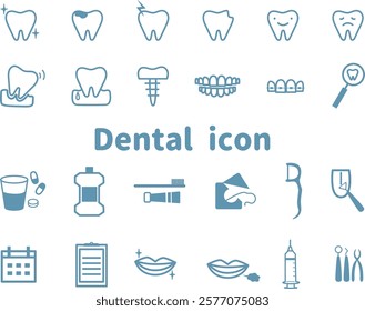 It's blue color dental icon set.