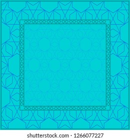 Blue color Design Of A Geometric Pattern . Vector Illustration. For Print Bandana, Shawl, Carpet, Tablecloth, Bed Cloth, Fashion.