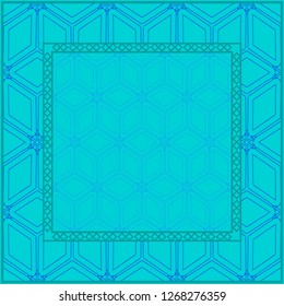 Blue color Design Of A Geometric Pattern . Vector Illustration. For Print Bandana, Shawl, Carpet, Tablecloth, Bed Cloth, Fashion.
