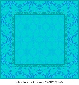 Blue color Design Of A Geometric Pattern . Vector Illustration. For Print Bandana, Shawl, Carpet, Tablecloth, Bed Cloth, Fashion.