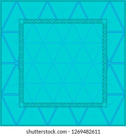 Blue color Design Of A Geometric Pattern . Vector Illustration. For Print Bandana, Shawl, Carpet, Tablecloth, Bed Cloth, Fashion.