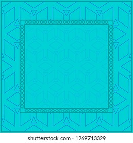 Blue color Design Of A Geometric Pattern . Vector Illustration. For Print Bandana, Shawl, Carpet, Tablecloth, Bed Cloth, Fashion.