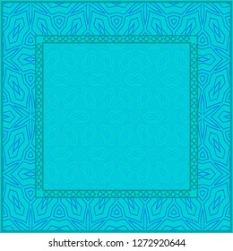 Blue color Design Of A Geometric Pattern . Vector Illustration. For Print Bandana, Shawl, Carpet, Tablecloth, Bed Cloth, Fashion.