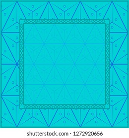 Blue color Design Of A Geometric Pattern . Vector Illustration. For Print Bandana, Shawl, Carpet, Tablecloth, Bed Cloth, Fashion.