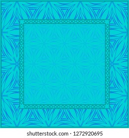 Blue color Design Of A Geometric Pattern . Vector Illustration. For Print Bandana, Shawl, Carpet, Tablecloth, Bed Cloth, Fashion.