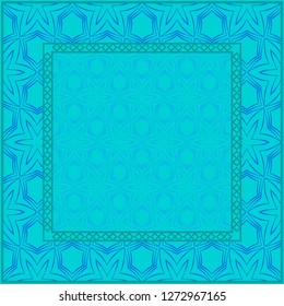 Blue color Design Of A Geometric Pattern . Vector Illustration. For Print Bandana, Shawl, Carpet, Tablecloth, Bed Cloth, Fashion.