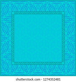 Blue color Design Of A Geometric Pattern . Vector Illustration. For Print Bandana, Shawl, Carpet, Tablecloth, Bed Cloth, Fashion.