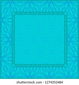 Blue color Design Of A Geometric Pattern . Vector Illustration. For Print Bandana, Shawl, Carpet, Tablecloth, Bed Cloth, Fashion.