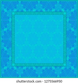 Blue color Design Of A Geometric Pattern . Vector Illustration. For Print Bandana, Shawl, Carpet, Tablecloth, Bed Cloth, Fashion.