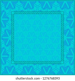 Blue color Design Of A Geometric Pattern . Vector Illustration. For Print Bandana, Shawl, Carpet, Tablecloth, Bed Cloth, Fashion.