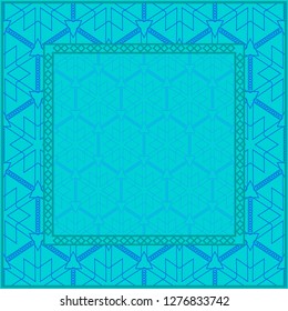 Blue color Design Of A Geometric Pattern . Vector Illustration. For Print Bandana, Shawl, Carpet, Tablecloth, Bed Cloth, Fashion.