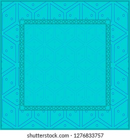 Blue color Design Of A Geometric Pattern . Vector Illustration. For Print Bandana, Shawl, Carpet, Tablecloth, Bed Cloth, Fashion.