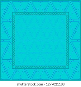 Blue color Design Of A Geometric Pattern . Vector Illustration. For Print Bandana, Shawl, Carpet, Tablecloth, Bed Cloth, Fashion.
