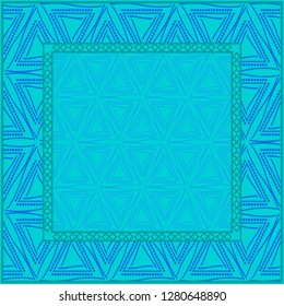 Blue color Design Of A Geometric Pattern . Vector Illustration. For Print Bandana, Shawl, Carpet, Tablecloth, Bed Cloth, Fashion.