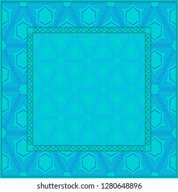 Blue color Design Of A Geometric Pattern . Vector Illustration. For Print Bandana, Shawl, Carpet, Tablecloth, Bed Cloth, Fashion.