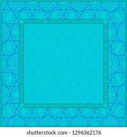 Blue color Design Of A Geometric Pattern . Vector Illustration. For Print Bandana, Shawl, Carpet, Tablecloth, Bed Cloth, Fashion.