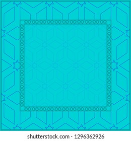 Blue color Design Of A Geometric Pattern . Vector Illustration. For Print Bandana, Shawl, Carpet, Tablecloth, Bed Cloth, Fashion.