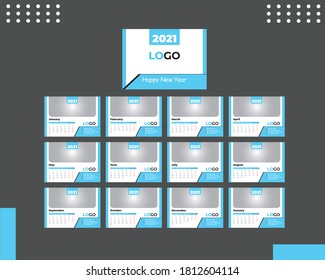 Blue Color Desk Calendar Design For 2021