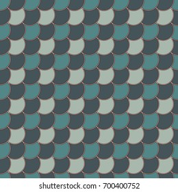 Blue color diagonal fish scale wallpaper. Asian traditional ornament with repeated scallops. Japanese seamless surface pattern with squama. Grid motif. Digital paper. Vector illustration