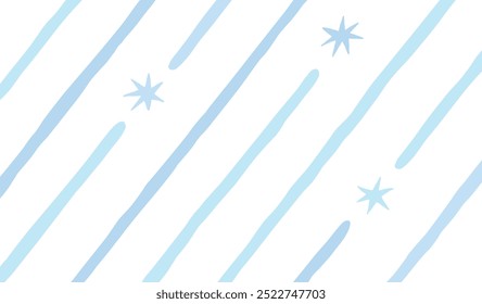 Padrão de distribuição diagonal de cor azul com fundo de estrelas. Vetor de ilustração desenhado à mão.