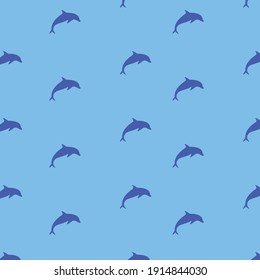 Blue Color Dolphin Pattern Vector On Blue Background