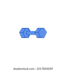Blue color dumbbell icon. Fitness Dumbbell. Sport equipment for exercise with weights, workout, healthy lifestyle. Vector flat illustration isolated on white. Athletic tool for strength training
