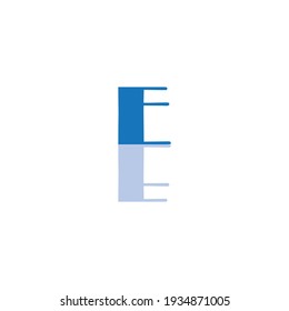 Blue color E reflect letter logo