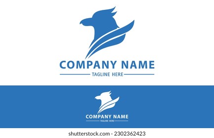 Blue Color Eagle Bird Head Logo Design