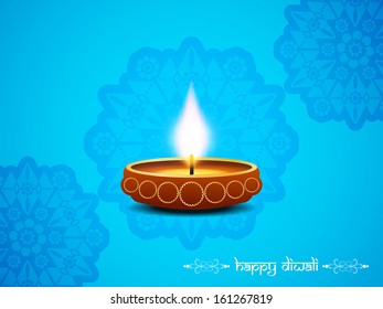 blue color elegant background for Diwali festival with beautiful lamps. vector illustration