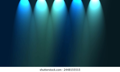 Blue color elegant background with five light down effect. Abstract blurred background, For Web and Mobile Applications, business infographic and social media, modern decoration, art illustration.