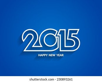 Blue color elegant happy new year 2015 background design.