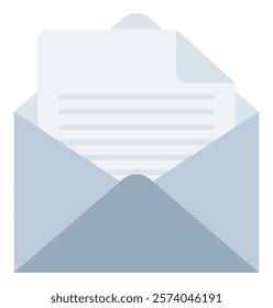 Blue color envelope flat icon isolated on white background.