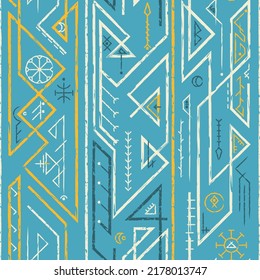 Blue color ethnic seamless pattern