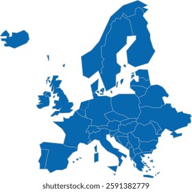 Blue Color Europe Map EU