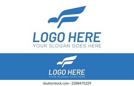Color azul Falcon Eagle Letra inicial F Logo Design