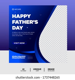 Blue color father's day social media post banner