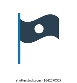 Blue color flag glyph icon vector - ui icon vector 