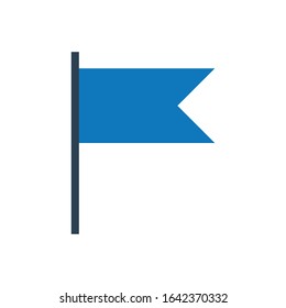Blue color flag glyph icon vector - ui icon vector 