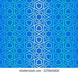 Blue color Floral Geometric Pattern. Seamless Texture Color Background. Element For Design. Vector Illustration.