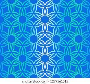 Blue color Floral Geometric Pattern. Seamless Texture Color Background. Element For Design. Vector Illustration.